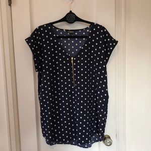Navy blue polka dot blouse